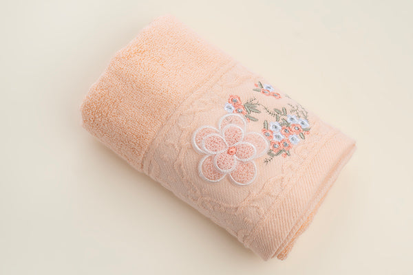 Embroidered Napkin -3D Flower (Peach)