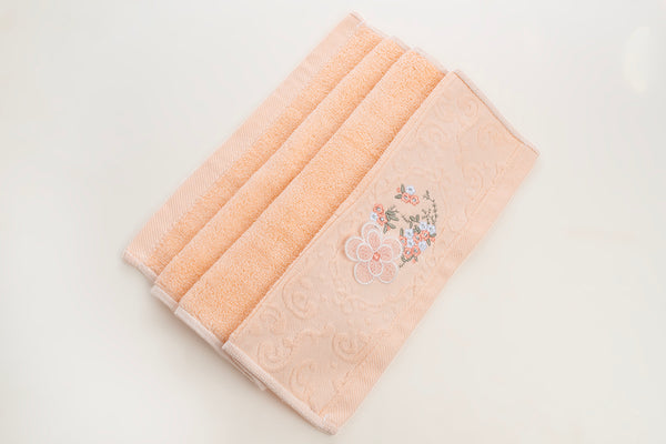 Embroidered Napkin -3D Flower (Peach)