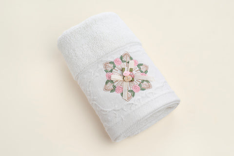 Embroidered Napkin - Rose (White)