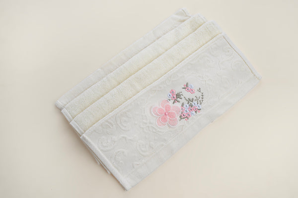Embroidered Napkin - 3D Flower (White)