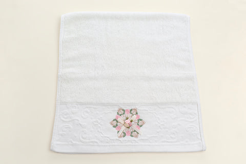 Embroidered Napkin - Rose (White)