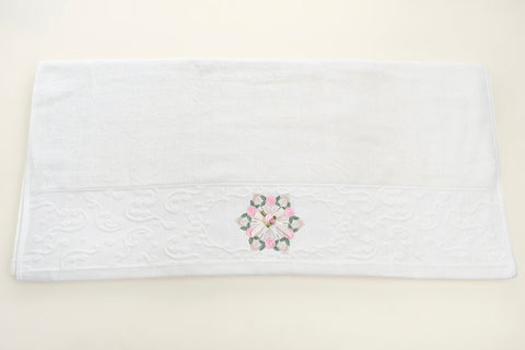 Embroidered bath towel - Rose (White)