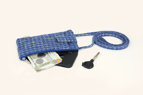 Everyday Cellphone Sling Bags - Blue Woven