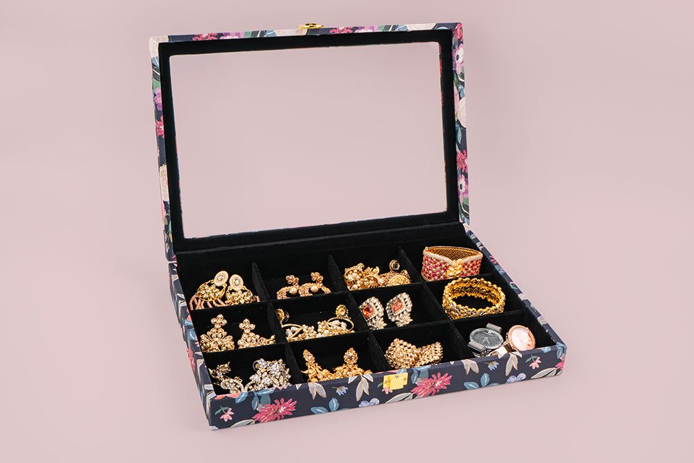 Jewellery Box (12 Partitions) - Floral Dream– Spruce