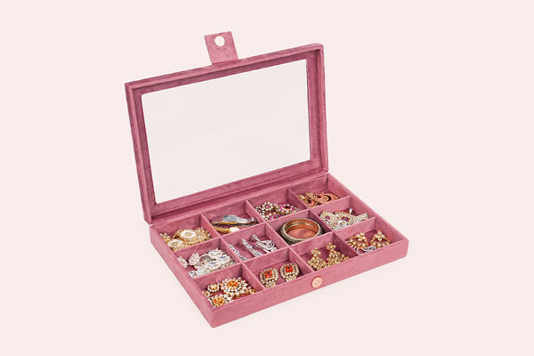 Jewellery Box (12 Partitions) - Old Rose