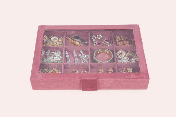 Jewellery Box (12 Partitions) - Old Rose