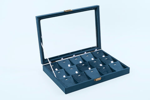 Jewellery Box (15 Partitions) - Blue (Earring/Pendant)