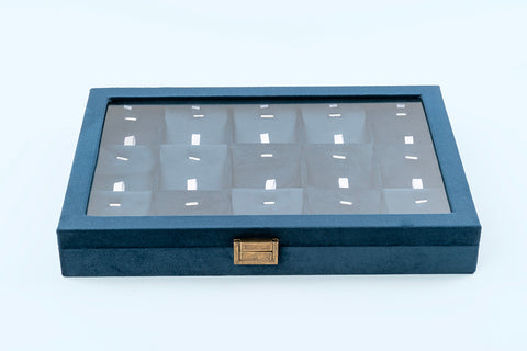 Jewellery Box (15 Partitions) - Blue (Earring/Pendant)