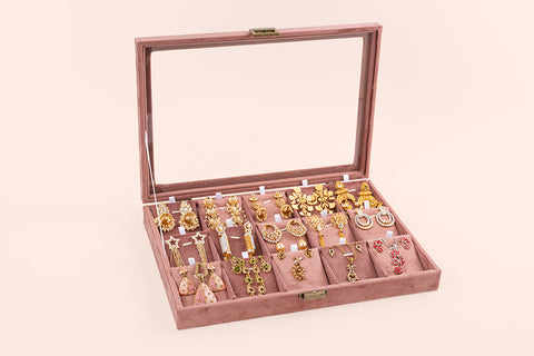 Jewellery Box (15 Partitions) - Rose (Earring/Pendant)