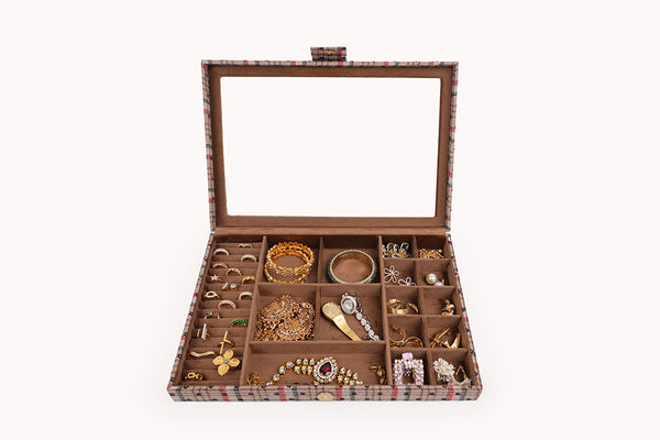 Jewellery Box (16 Partitions) - Checks