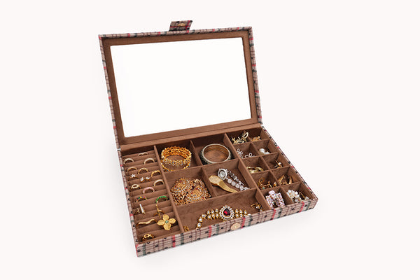 Jewellery Box (16 Partitions) - Checks