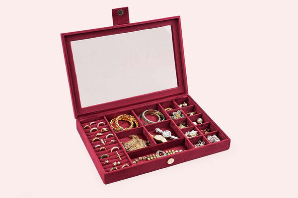 Jewellery Box (16 Partitions) - Maroon