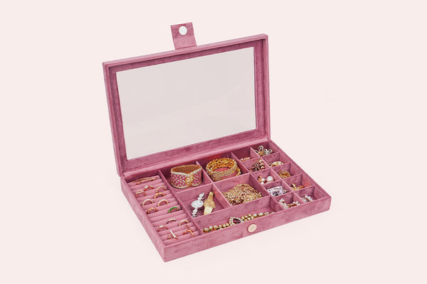 Jewellery Box (16 Partitions) - Old Rose