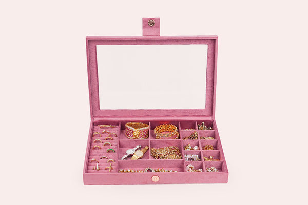 Jewellery Box (16 Partitions) - Old Rose