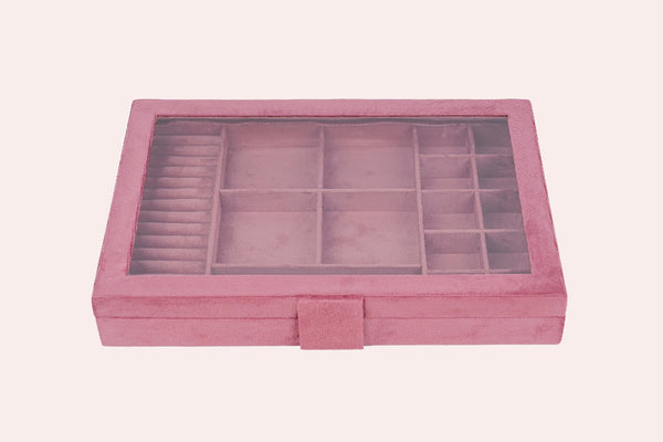 Jewellery Box (16 Partitions) - Old Rose