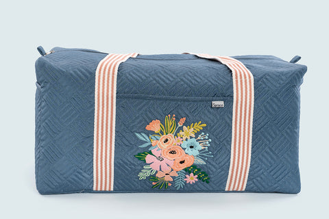 Large Travel Duffel Bag - Blue (Embroidered)