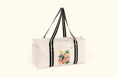 Large Travel Duffel Bag - Cream (Embroidered)