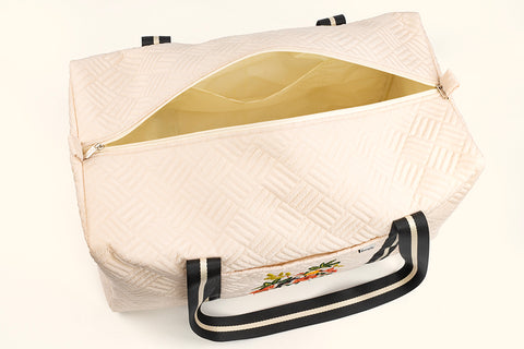 Large Travel Duffel Bag - Cream (Embroidered)