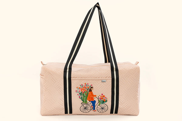 Large Travel Duffel Bag - Sand (Embroidered)
