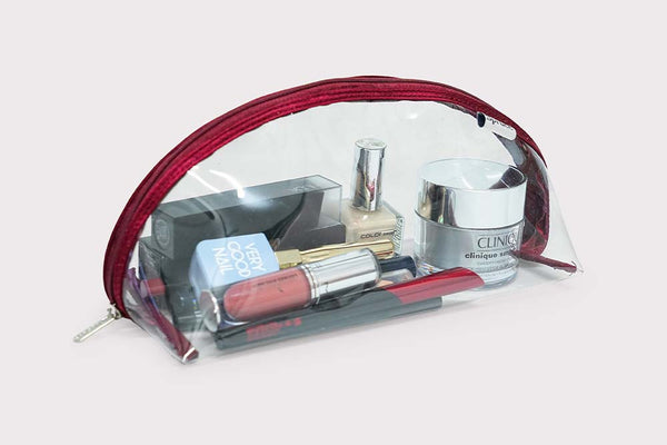 Transparent Wide Access Travel Organiser - Crimson