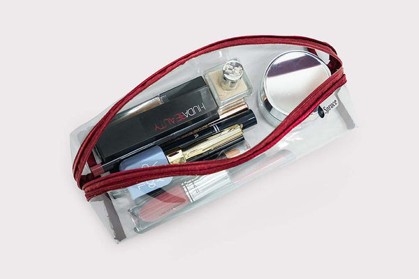 Transparent Wide Access Travel Organiser - Crimson