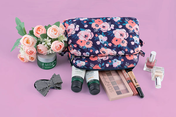 Multipurpose Pouch (3 Zip) – Blue Garden