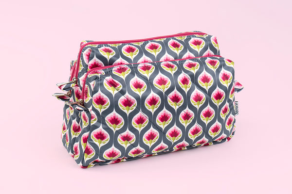 Multipurpose Pouch (3 Zip) – Purple Bloom