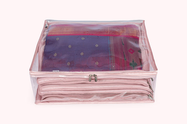 Saree/ Dress Cover (6 Sleeves) – Champagne Pink