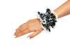 Scrunchies-001 black with Blue flower