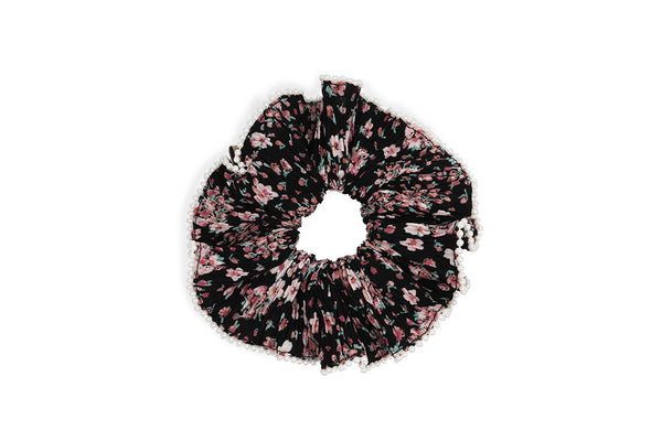 Scrunchies-003 black Floral
