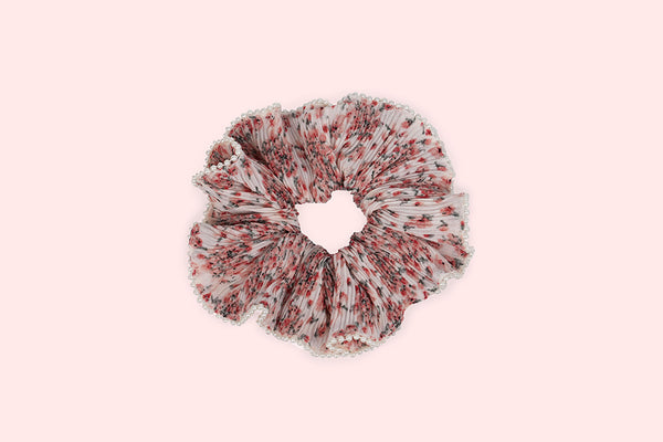 Scrunchies-003 white Floral