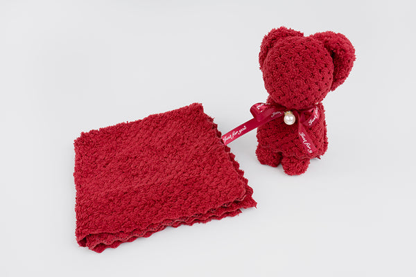 Square Teddy Napkin - Maroon