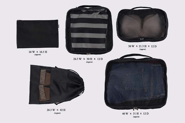 Travel Packing Cubes (Set of 5) - Charcoal