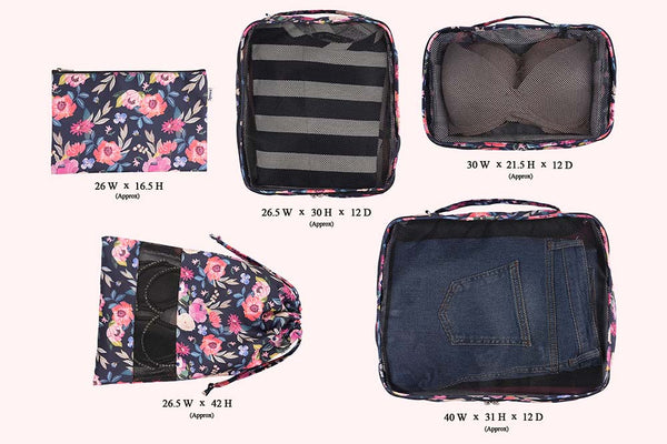 Travel Packing Cubes (Set of 5) - Floral Dream