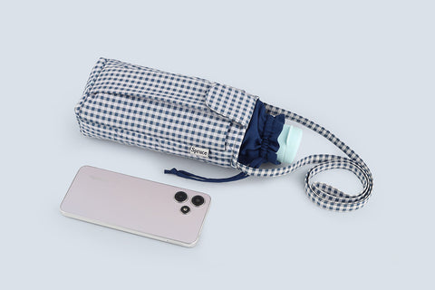 Water Bottle Sling Bag - Blue Checks