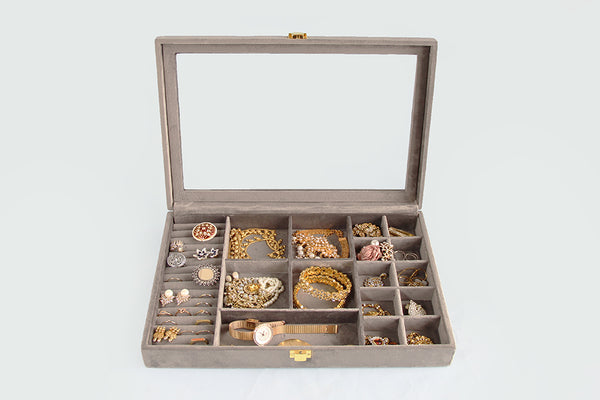 Jewellery Box (16 Partitions) - Grey