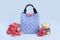 Lunch Bag/ Multipurpose Bag (Blue & Peach Dots)